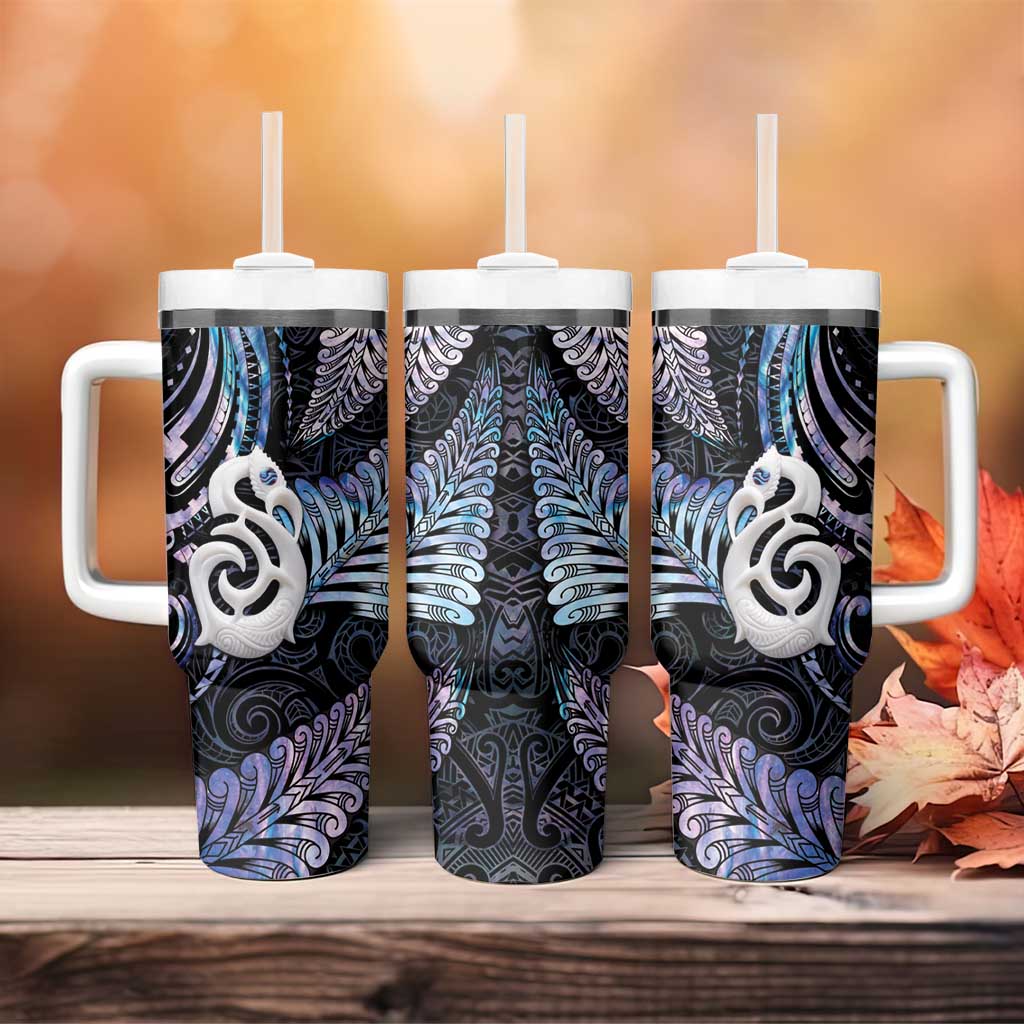 New Zealand Aotearoa Tumbler With Handle Maori Hei Manaia Purple Paua Shell DT04 - Polynesian Pride