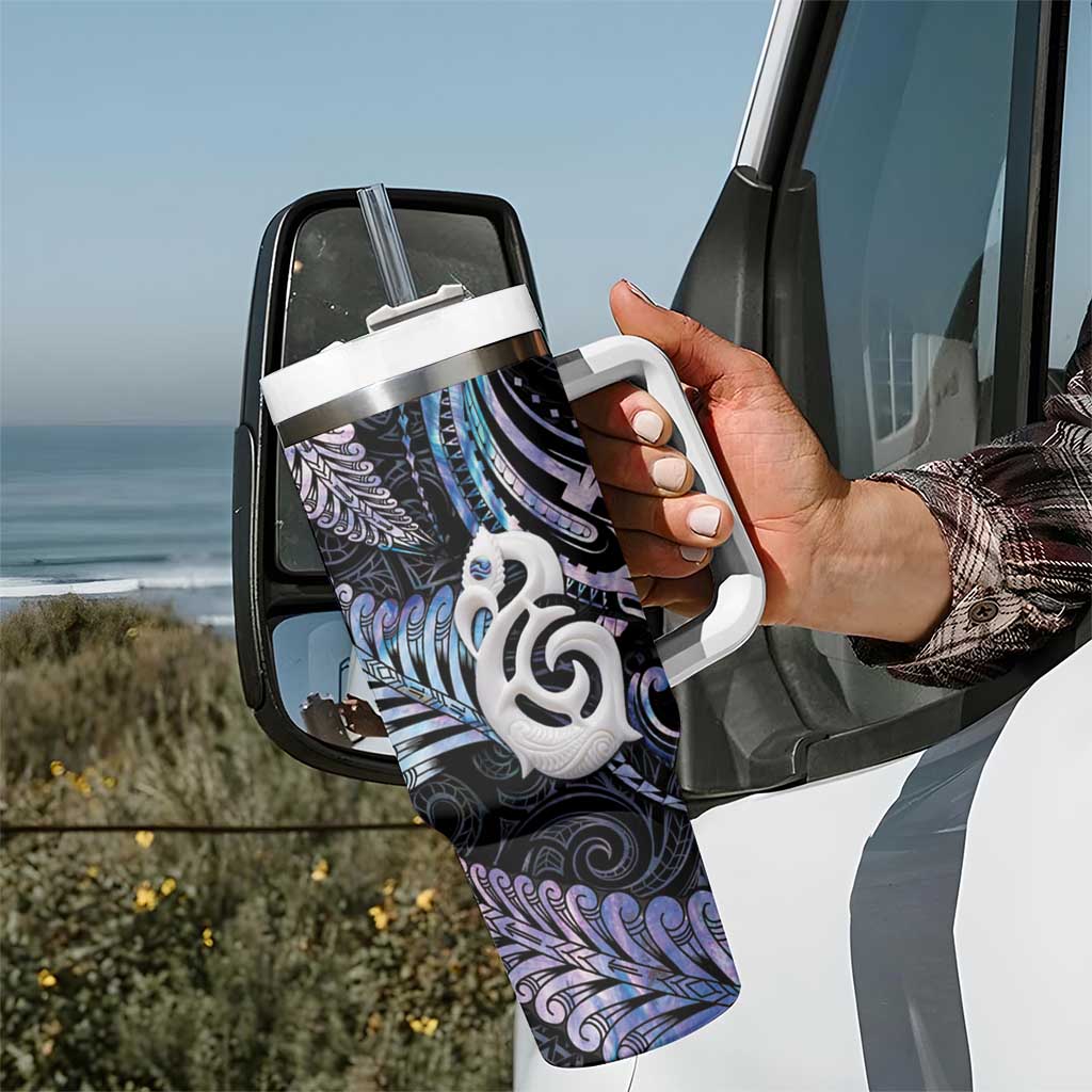New Zealand Aotearoa Tumbler With Handle Maori Hei Manaia Purple Paua Shell DT04 - Polynesian Pride