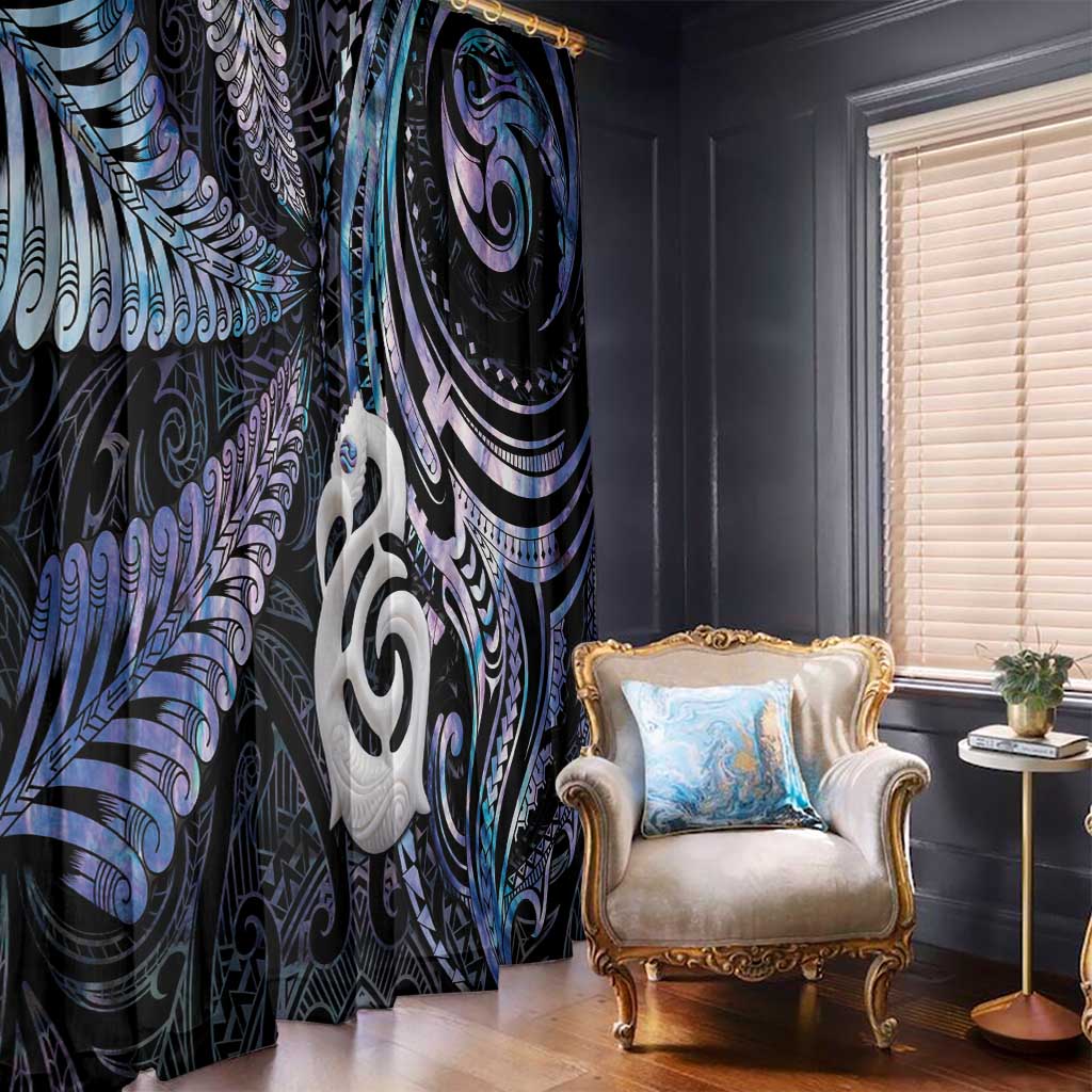 New Zealand Aotearoa Window Curtain Maori Hei Manaia Purple Paua Shell DT04 - Polynesian Pride