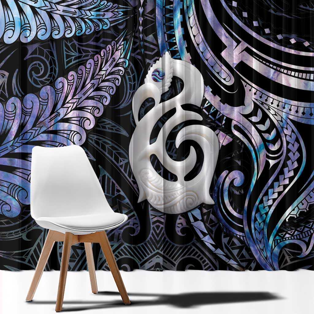 New Zealand Aotearoa Window Curtain Maori Hei Manaia Purple Paua Shell DT04 - Polynesian Pride