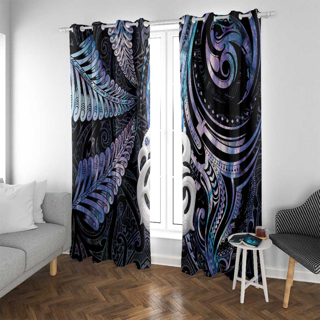 New Zealand Aotearoa Window Curtain Maori Hei Manaia Purple Paua Shell DT04 With Grommets Purple - Polynesian Pride