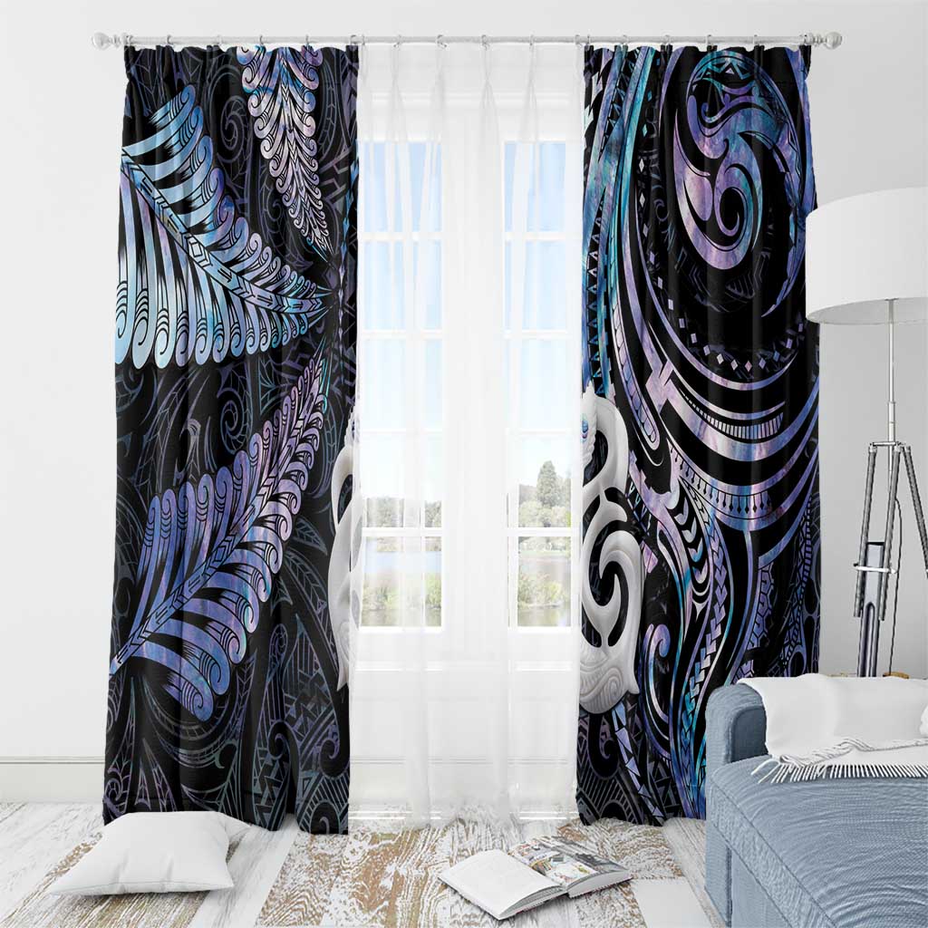 New Zealand Aotearoa Window Curtain Maori Hei Manaia Purple Paua Shell DT04 - Polynesian Pride