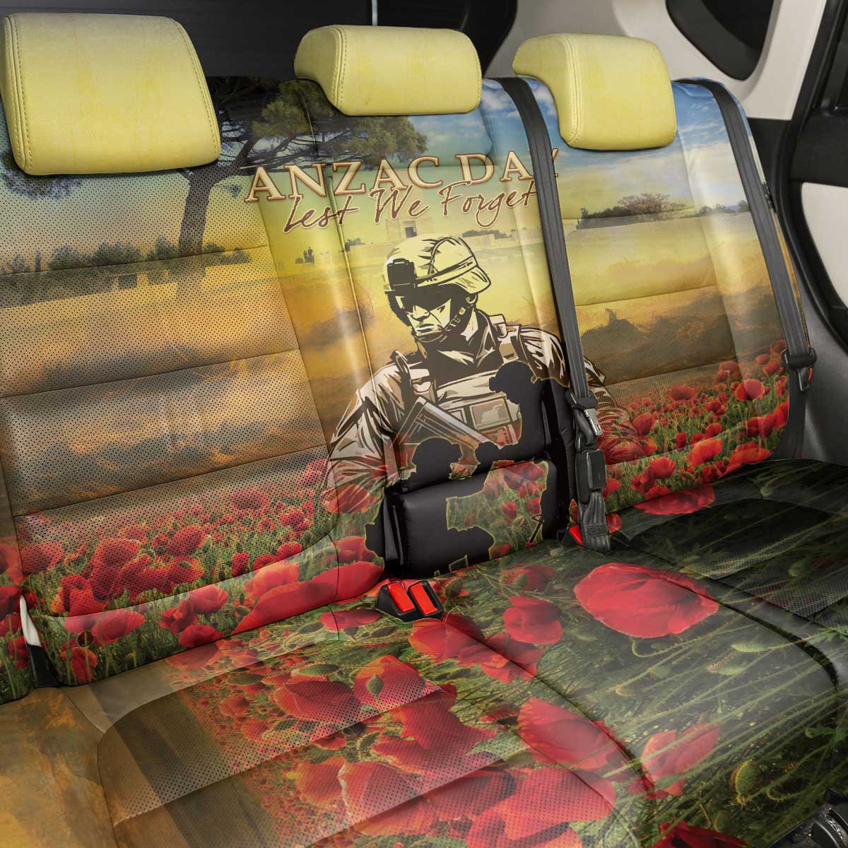 New Zealand ANZAC Day Back Car Seat Cover The Ode Remembrance And Poppy
