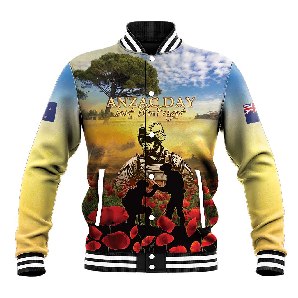 New Zealand ANZAC Day Baseball Jacket The Ode Remembrance And Poppy DT04 Unisex Yellow - Polynesian Pride