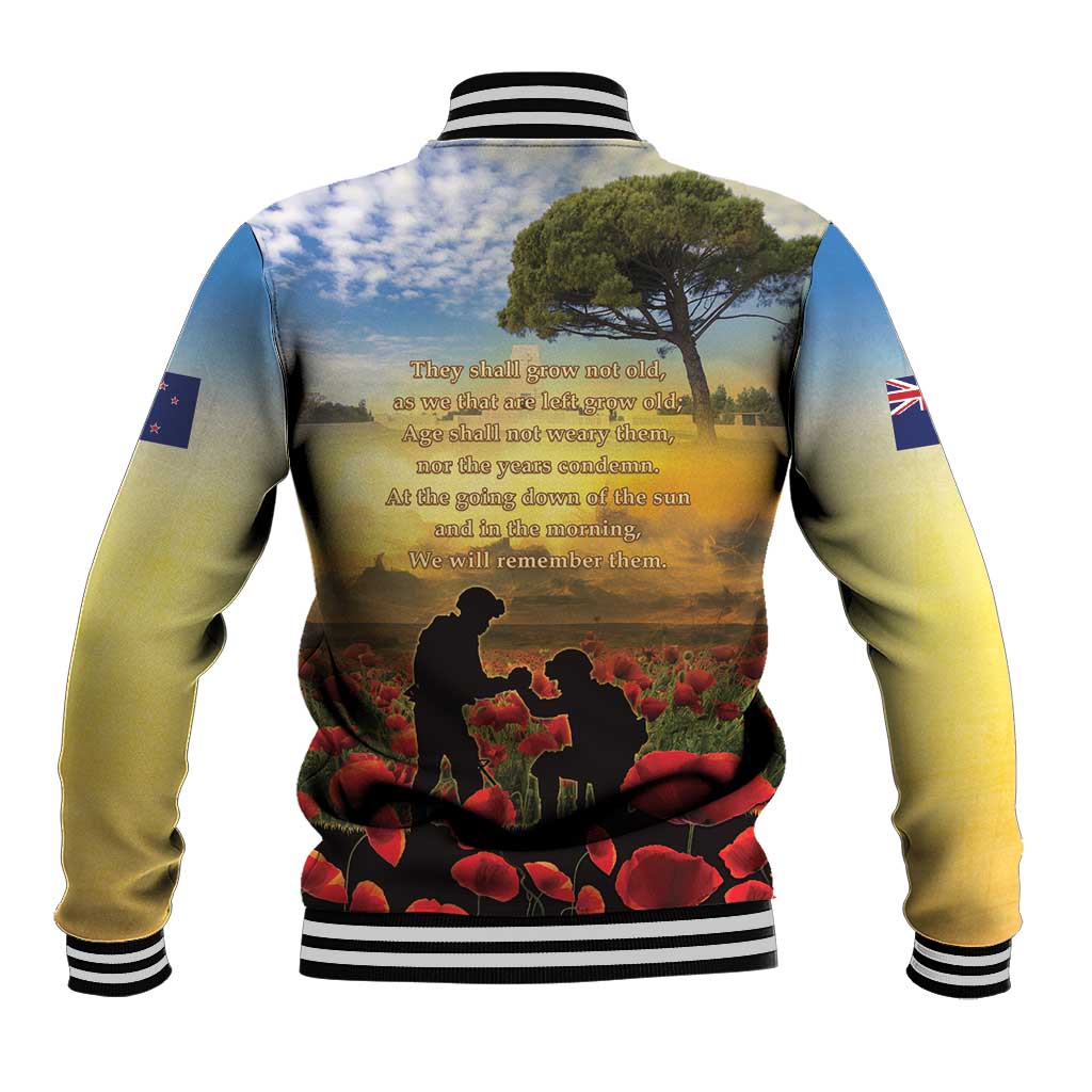 New Zealand ANZAC Day Baseball Jacket The Ode Remembrance And Poppy DT04 - Polynesian Pride