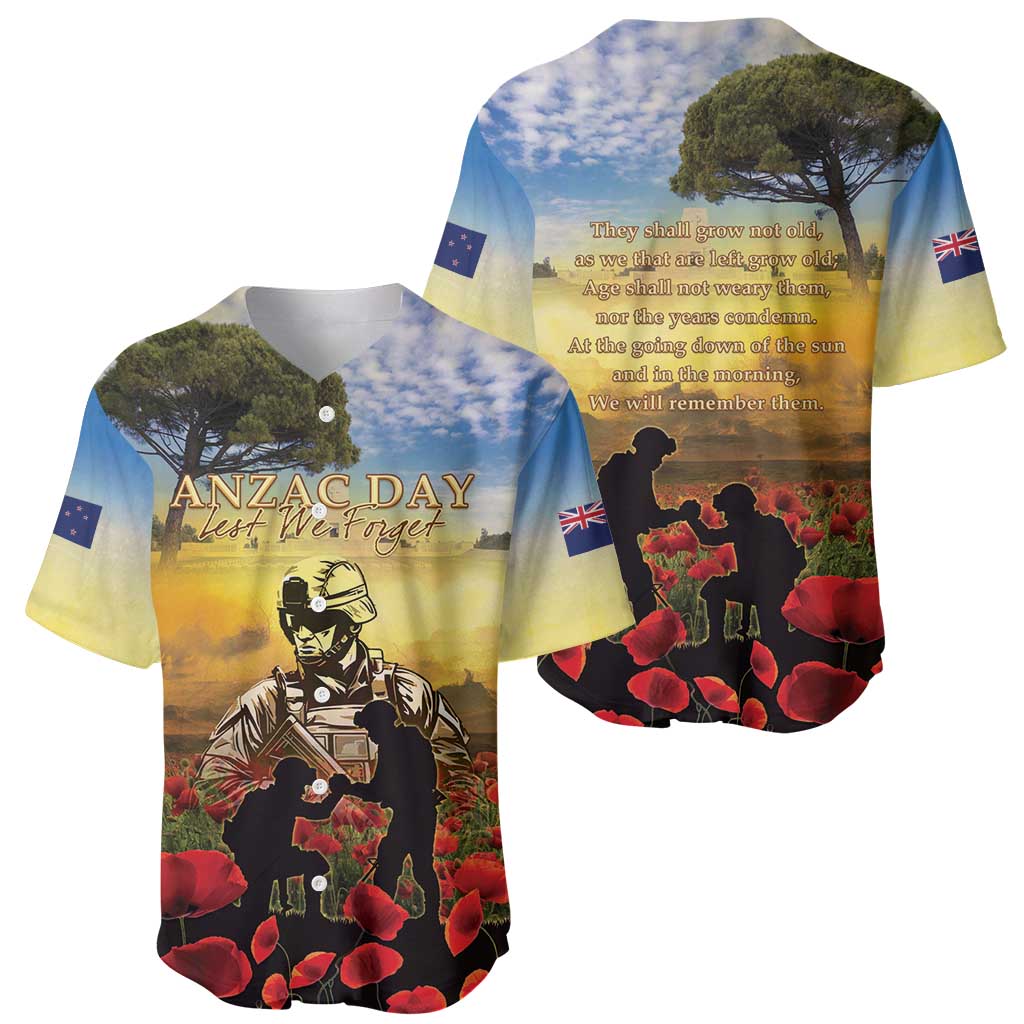 New Zealand ANZAC Day Baseball Jersey The Ode Remembrance And Poppy