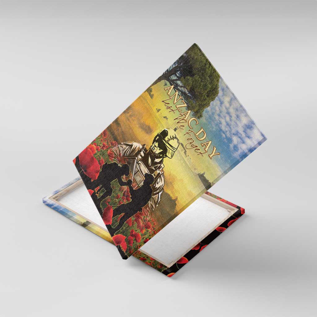 New Zealand ANZAC Day Canvas Wall Art The Ode Remembrance And Poppy DT04 With Frame Yellow - Polynesian Pride