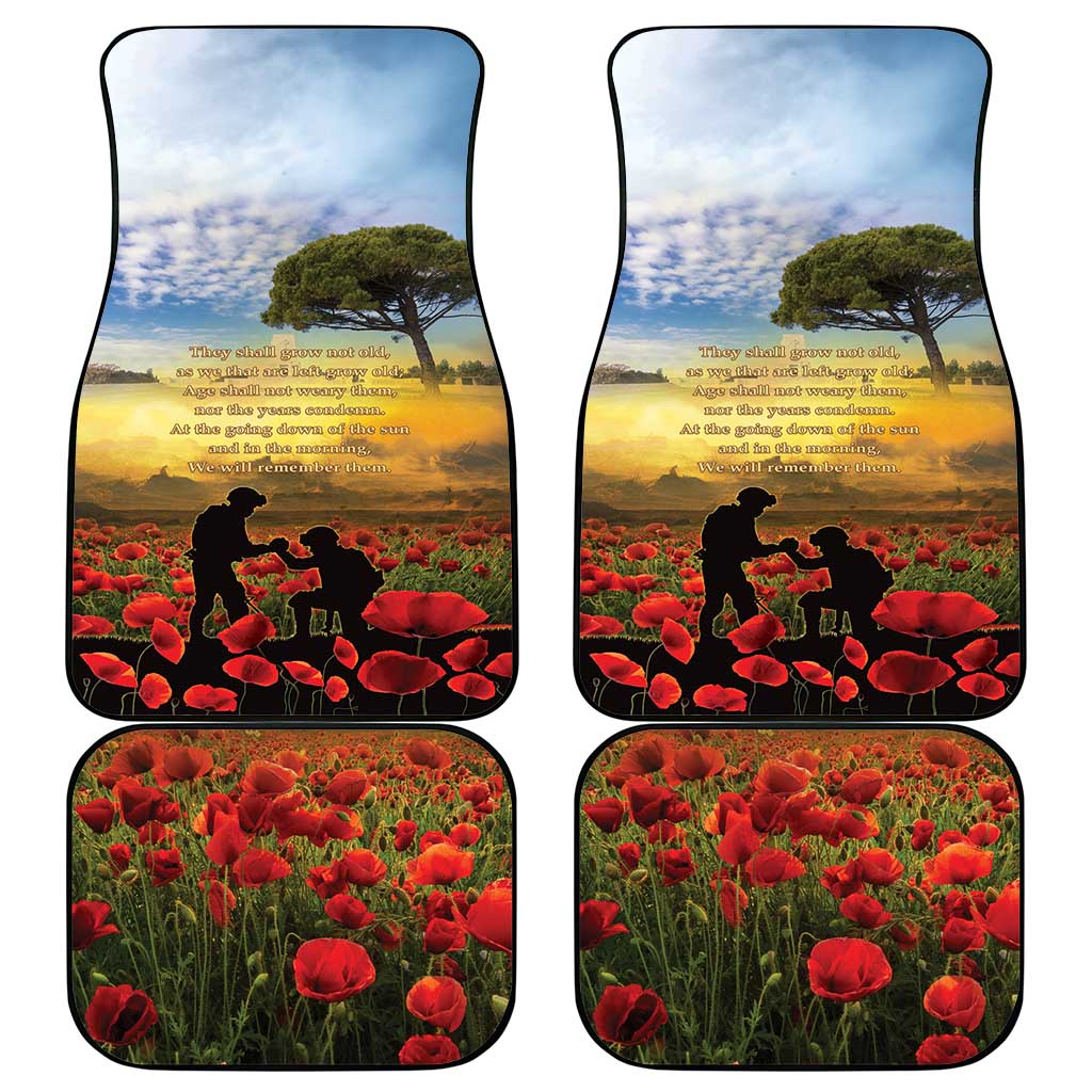 New Zealand ANZAC Day Car Mats The Ode Remembrance And Poppy DT04 - Polynesian Pride