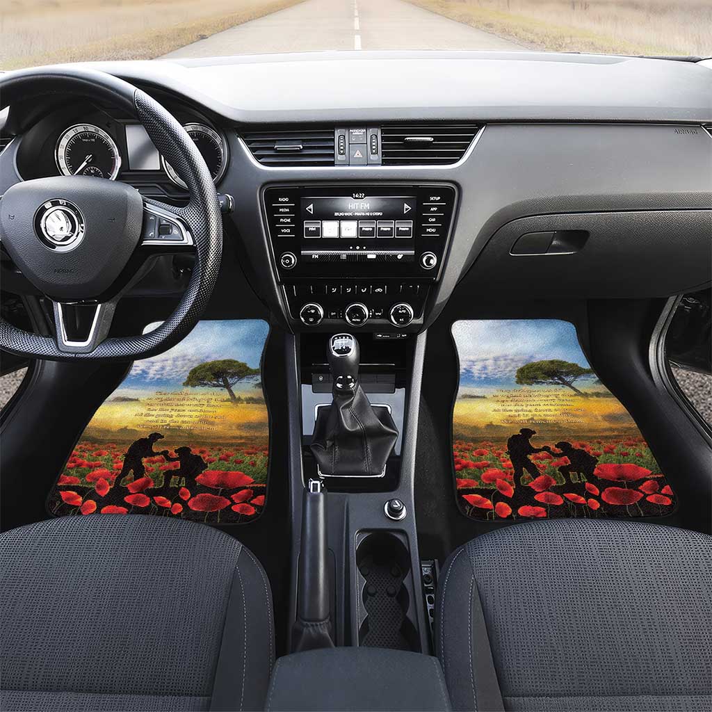 New Zealand ANZAC Day Car Mats The Ode Remembrance And Poppy DT04 Set 2pcs - Front Yellow - Polynesian Pride
