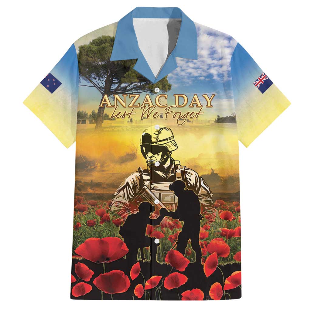 New Zealand ANZAC Day Family Matching Off Shoulder Short Dress and Hawaiian Shirt The Ode Remembrance And Poppy