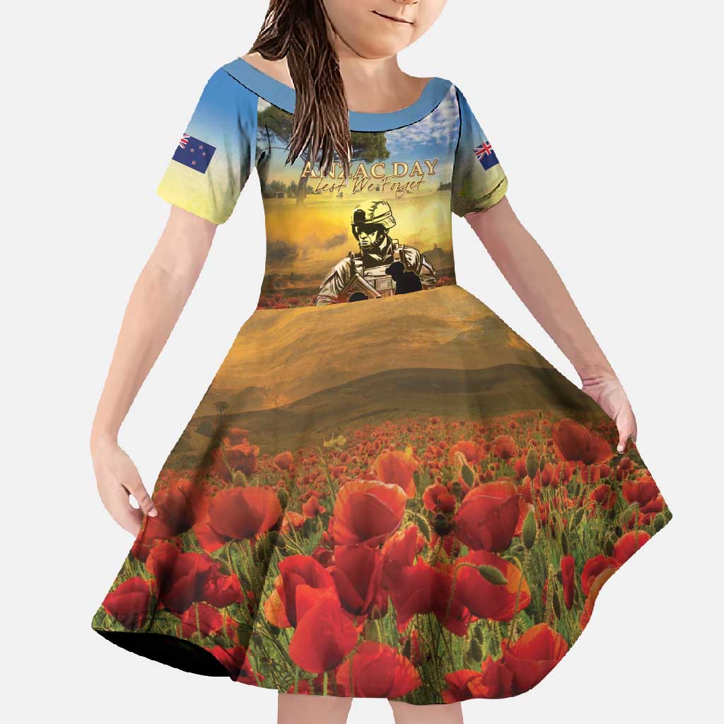 New Zealand ANZAC Day Family Matching Summer Maxi Dress and Hawaiian Shirt The Ode Remembrance And Poppy