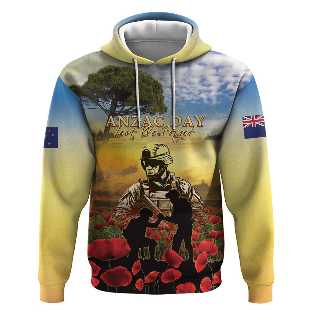 New Zealand ANZAC Day Hoodie The Ode Remembrance And Poppy