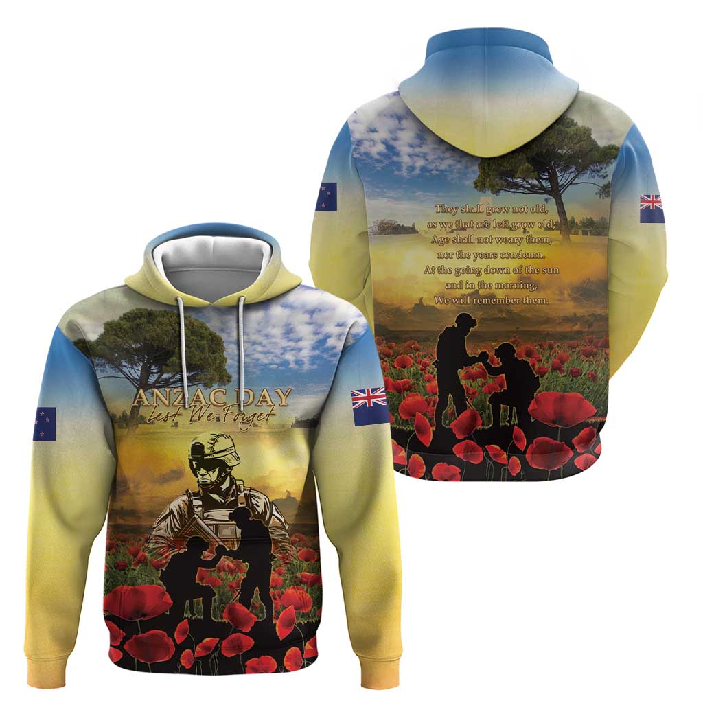 New Zealand ANZAC Day Hoodie The Ode Remembrance And Poppy