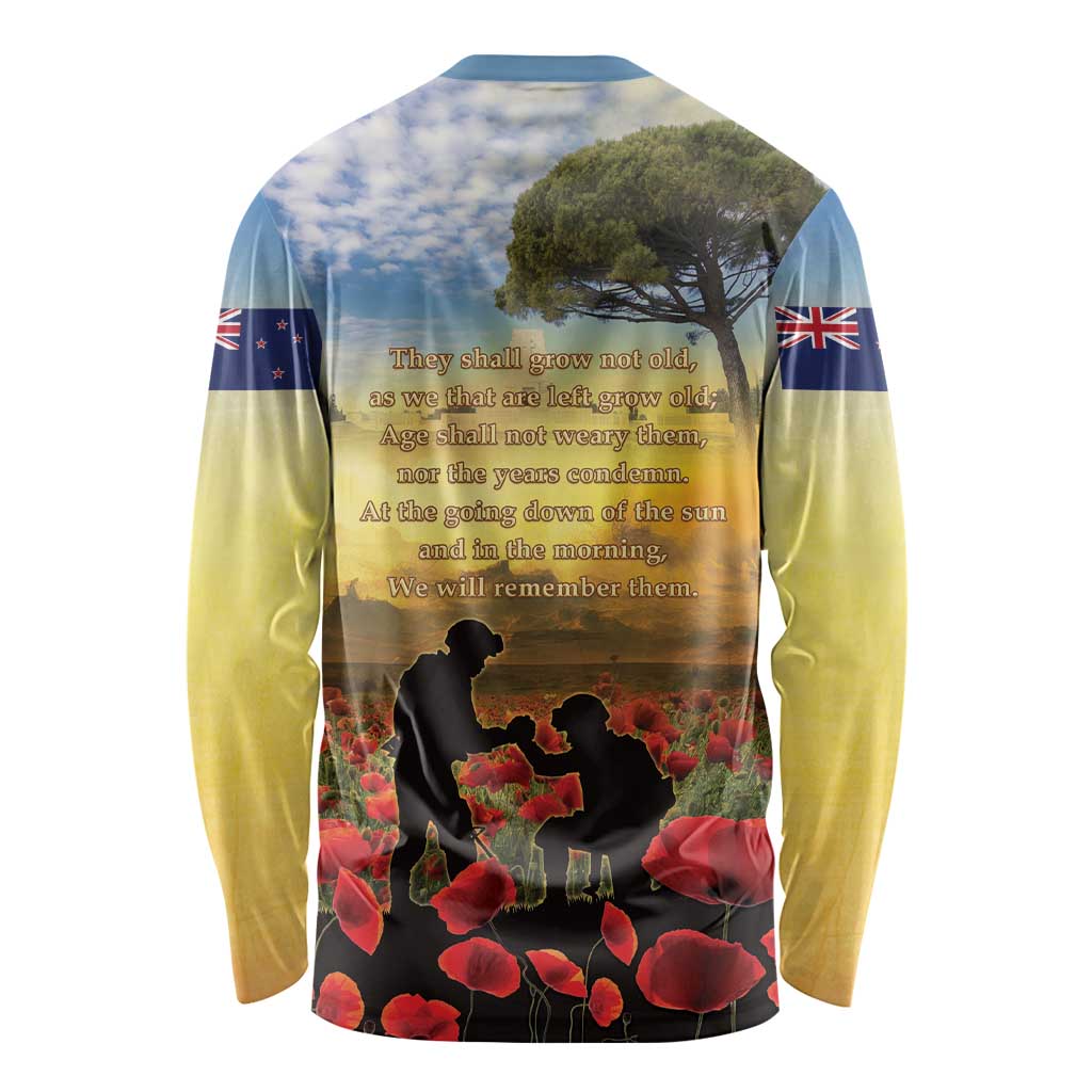 New Zealand ANZAC Day Long Sleeve Shirt The Ode Remembrance And Poppy DT04 - Polynesian Pride