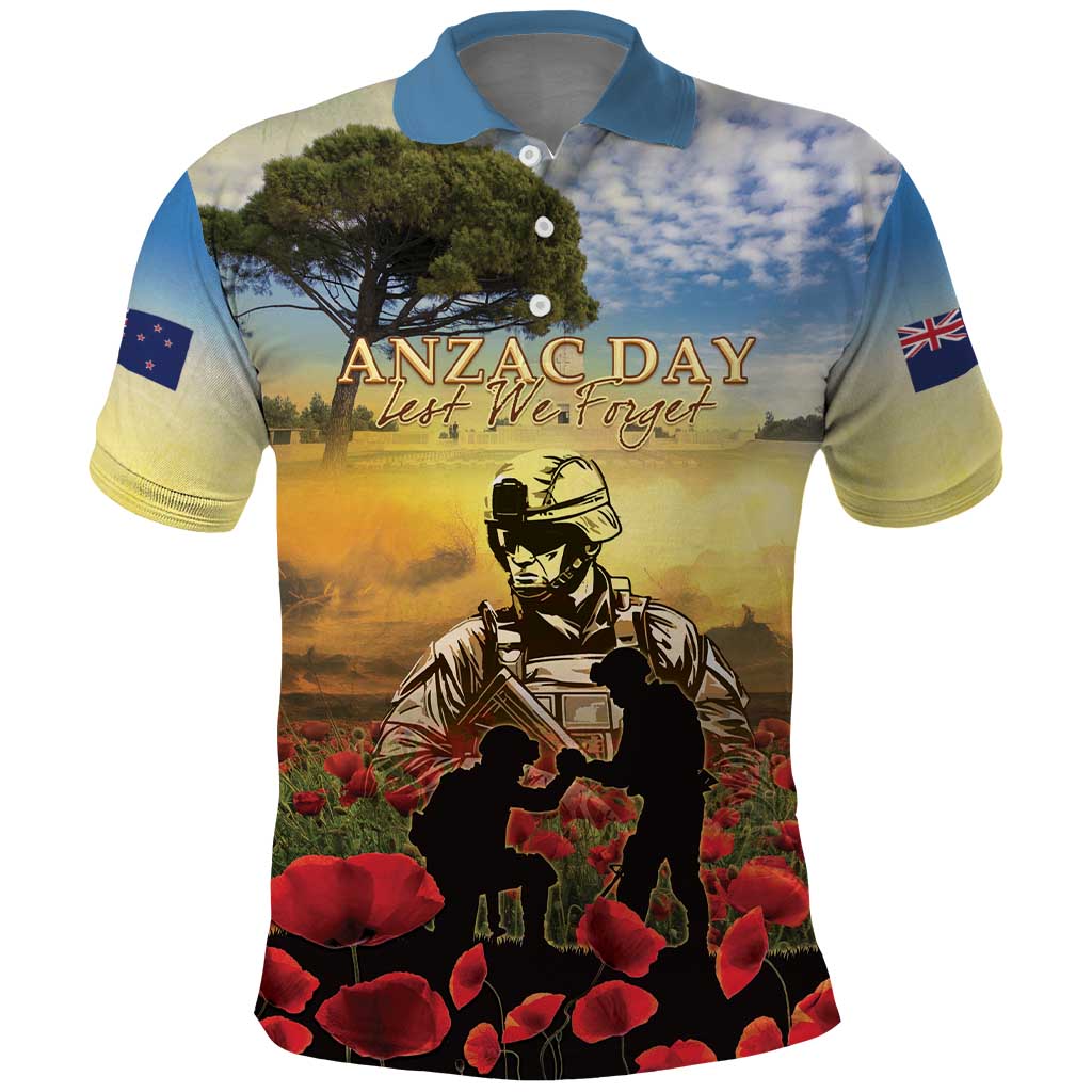 New Zealand ANZAC Day Polo Shirt The Ode Remembrance And Poppy