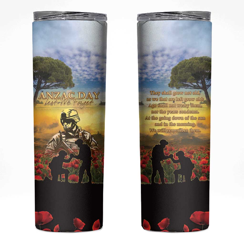 New Zealand ANZAC Day Skinny Tumbler The Ode Remembrance And Poppy