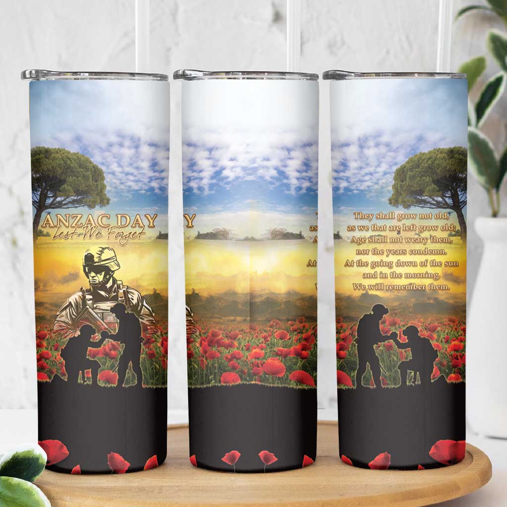 New Zealand ANZAC Day Skinny Tumbler The Ode Remembrance And Poppy