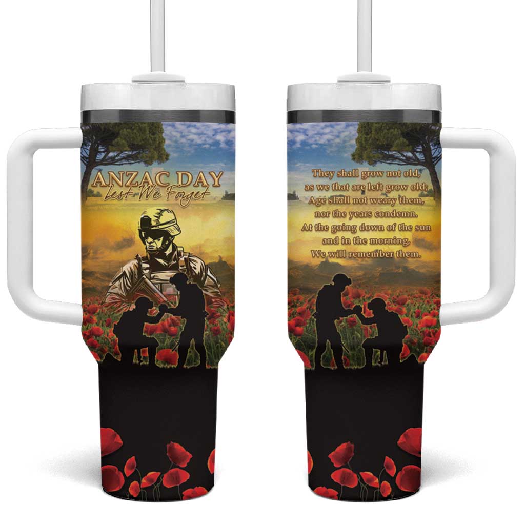 New Zealand ANZAC Day Tumbler With Handle The Ode Remembrance And Poppy