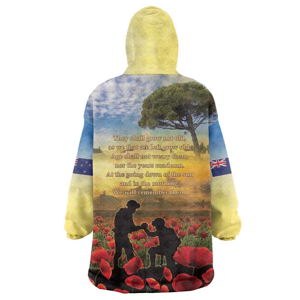 New Zealand ANZAC Day Wearable Blanket Hoodie The Ode Remembrance And Poppy DT04 - Polynesian Pride