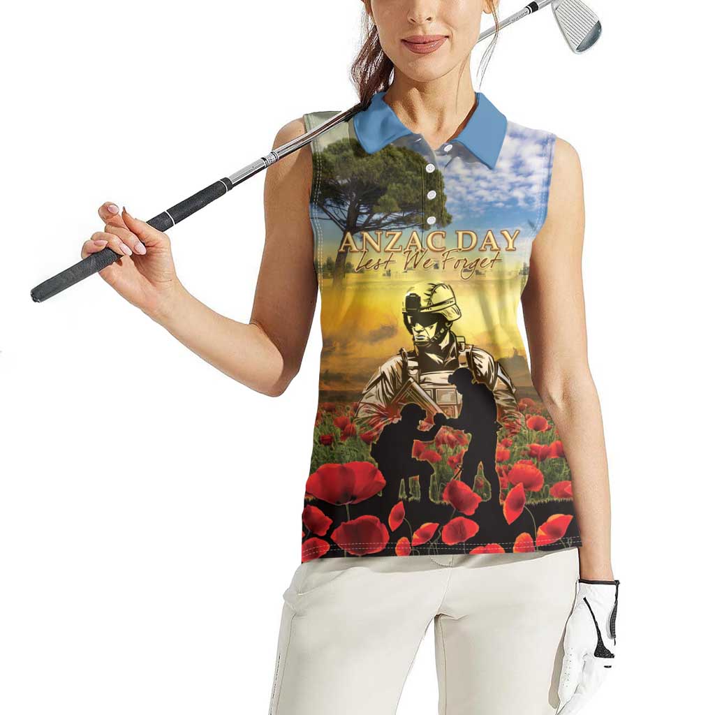 New Zealand ANZAC Day Women Sleeveless Polo Shirt The Ode Remembrance And Poppy