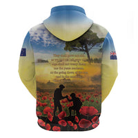 New Zealand ANZAC Day Zip Hoodie The Ode Remembrance And Poppy