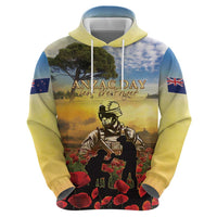 New Zealand ANZAC Day Zip Hoodie The Ode Remembrance And Poppy
