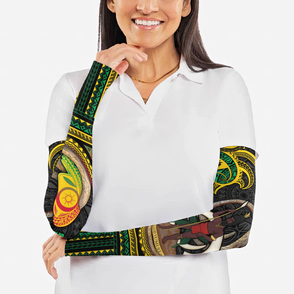 Vanuatu Language Week Arm Sleeves Boar Tusk Warrior Tribal Floral Pattern
