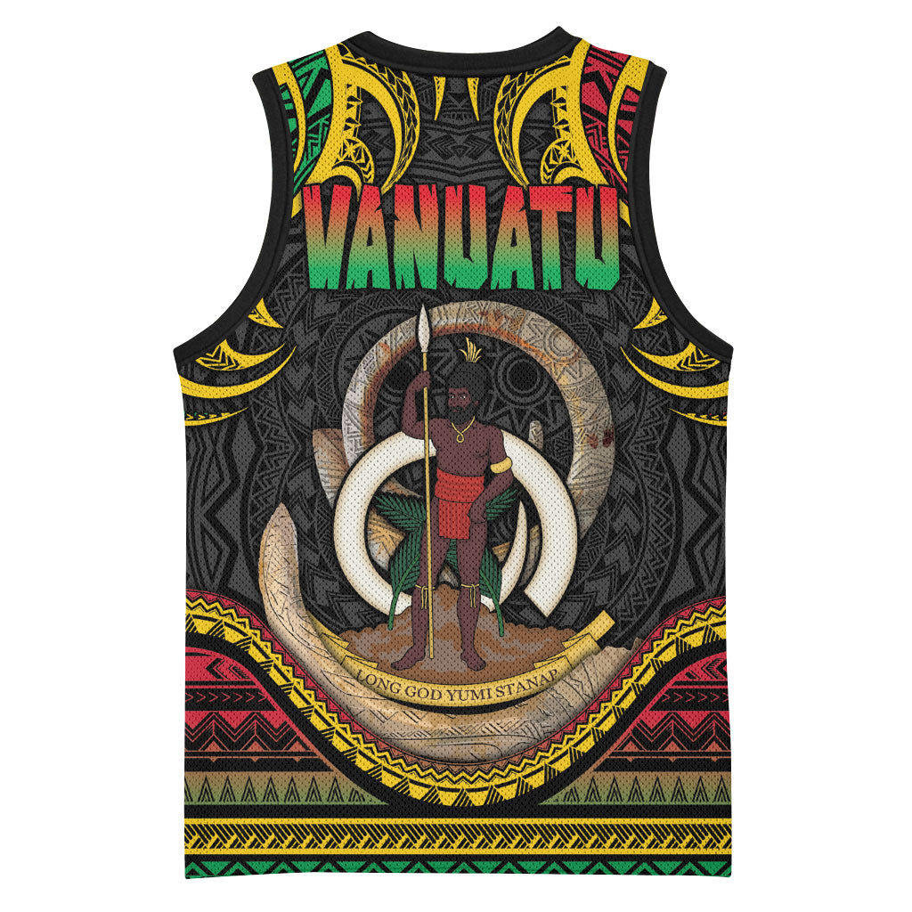 Vanuatu Language Week Basketball Jersey Boar Tusk Warrior Tribal Floral Pattern