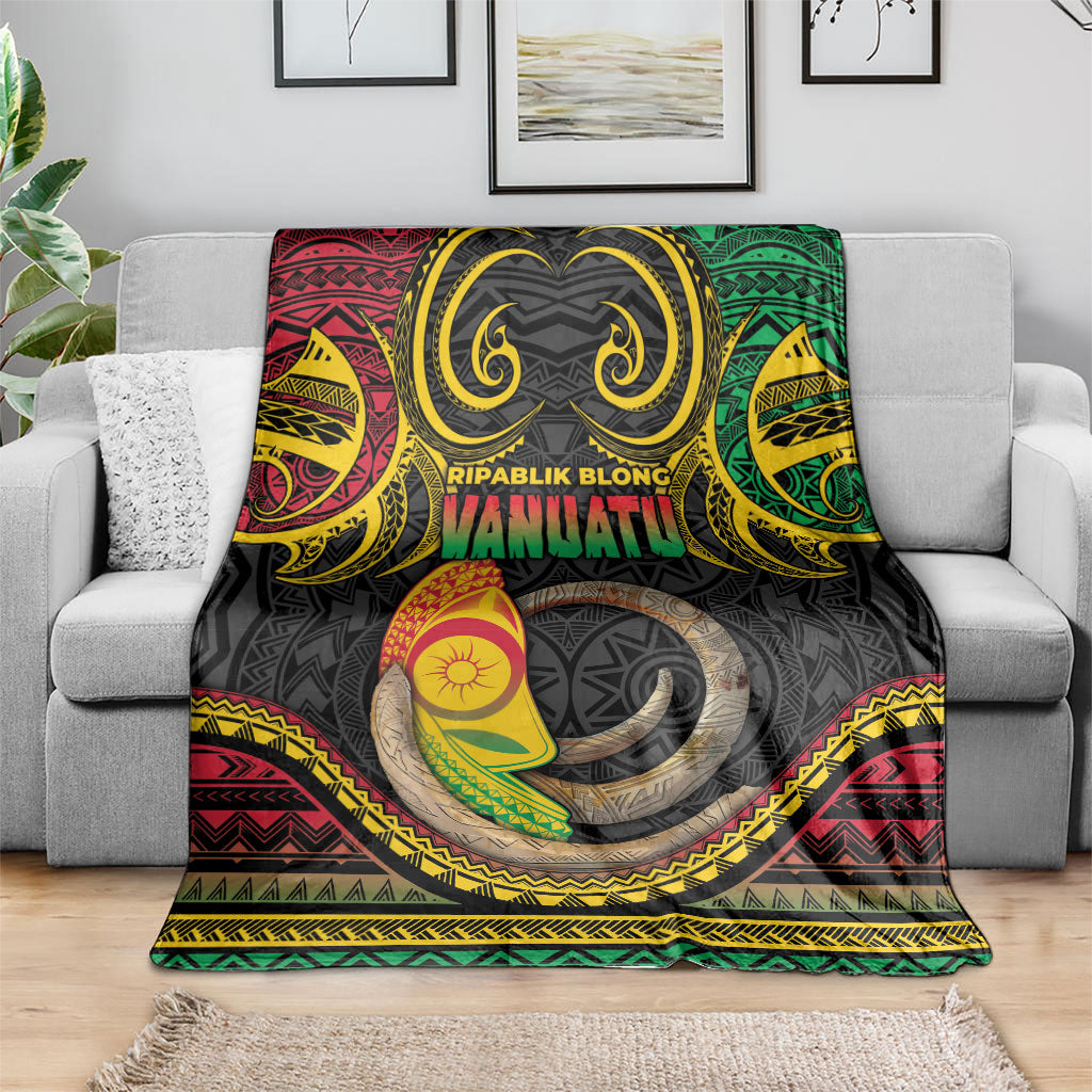Vanuatu Language Week Blanket Boar Tusk Warrior Tribal Floral Pattern