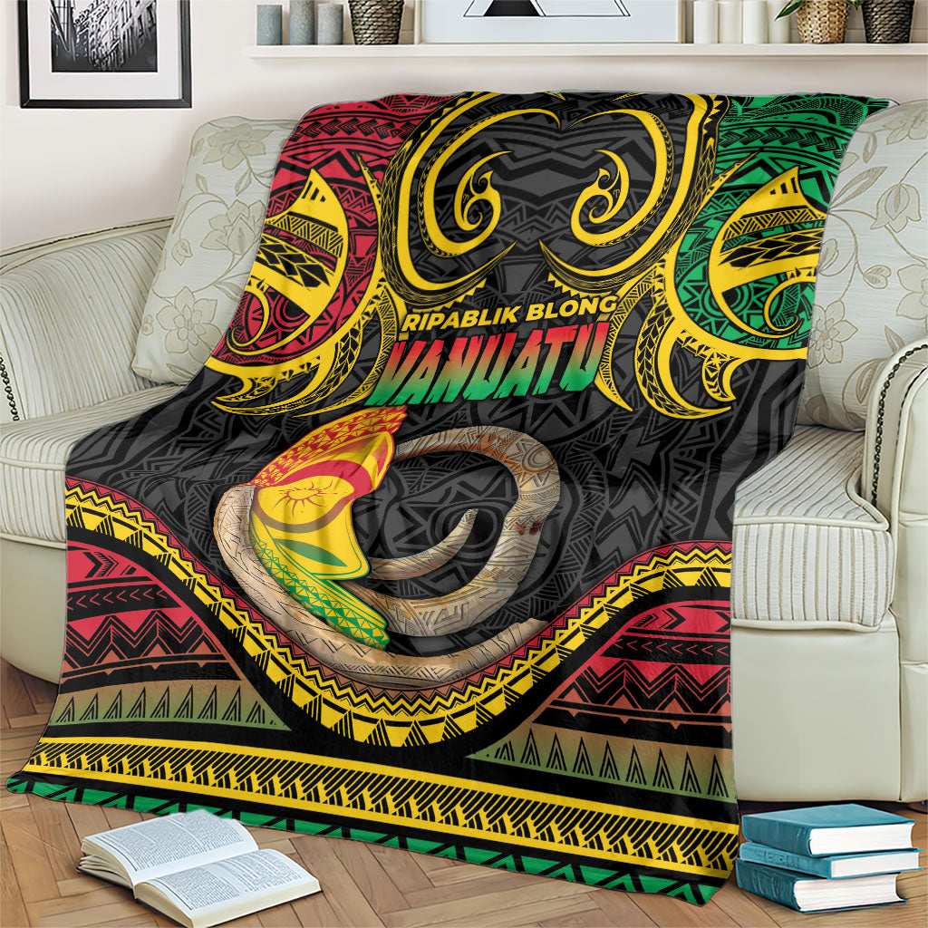 Vanuatu Language Week Blanket Boar Tusk Warrior Tribal Floral Pattern