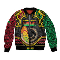 Vanuatu Language Week Bomber Jacket Boar Tusk Warrior Tribal Floral Pattern