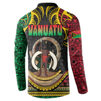 Vanuatu Language Week Button Sweatshirt Boar Tusk Warrior Tribal Floral Pattern