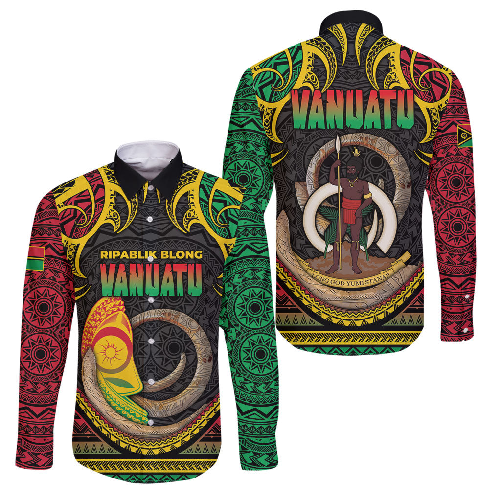 Vanuatu Language Week Family Matching Puletasi and Hawaiian Shirt Boar Tusk Warrior Tribal Floral Pattern