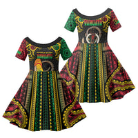 Vanuatu Language Week Family Matching Puletasi and Hawaiian Shirt Boar Tusk Warrior Tribal Floral Pattern