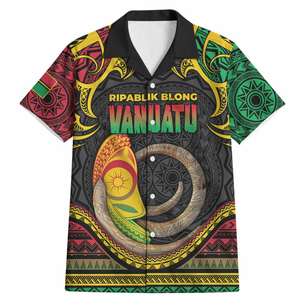 Vanuatu Language Week Hawaiian Shirt Boar Tusk Warrior Tribal Floral Pattern