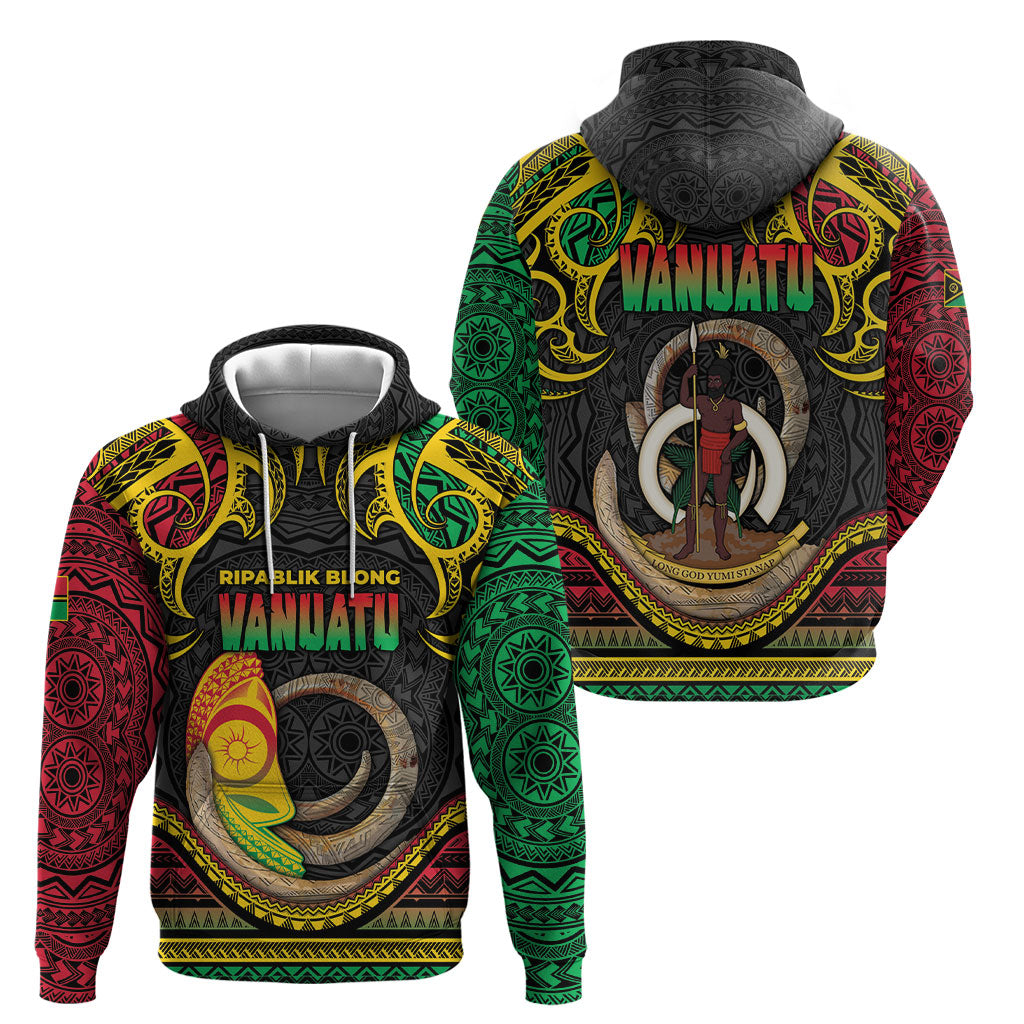 Vanuatu Language Week Hoodie Boar Tusk Warrior Tribal Floral Pattern