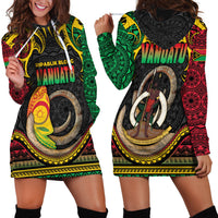 Vanuatu Language Week Hoodie Dress Boar Tusk Warrior Tribal Floral Pattern