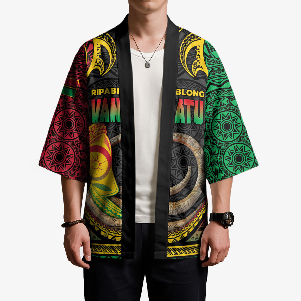 Vanuatu Language Week Kimono Boar Tusk Warrior Tribal Floral Pattern