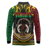 Vanuatu Language Week Long Sleeve Polo Shirt Boar Tusk Warrior Tribal Floral Pattern