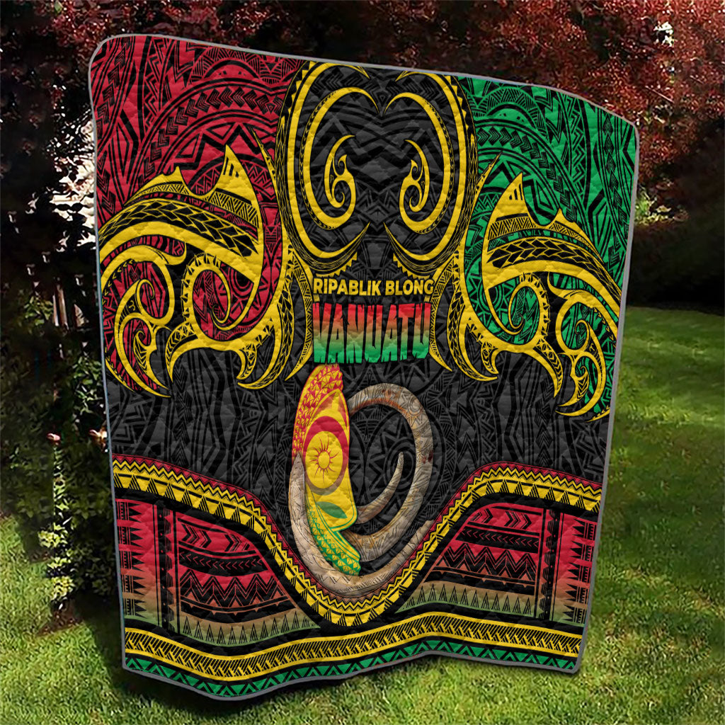 Vanuatu Language Week Quilt Boar Tusk Warrior Tribal Floral Pattern