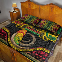 Vanuatu Language Week Quilt Bed Set Boar Tusk Warrior Tribal Floral Pattern