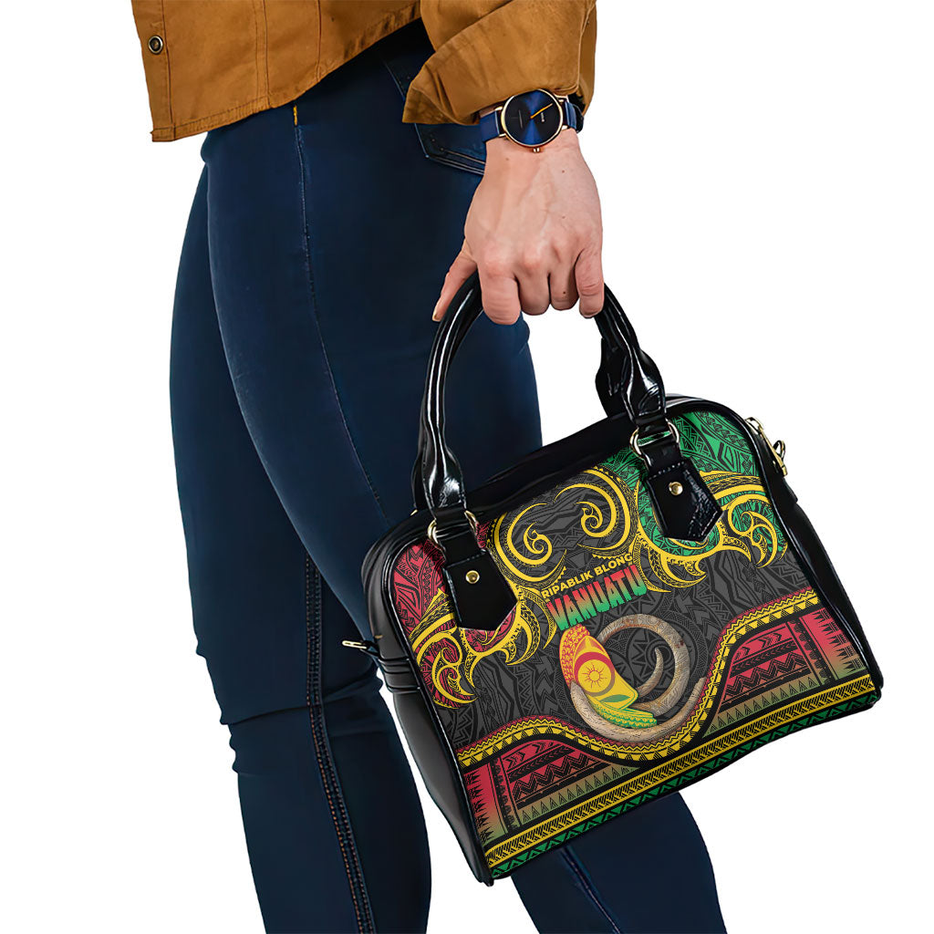 Vanuatu Language Week Shoulder Handbag Boar Tusk Warrior Tribal Floral Pattern