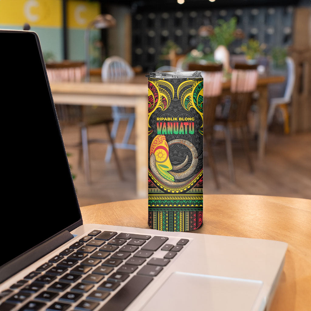 Vanuatu Language Week Skinny Tumbler Boar Tusk Warrior Tribal Floral Pattern