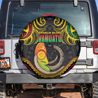Vanuatu Language Week Spare Tire Cover Boar Tusk Warrior Tribal Floral Pattern