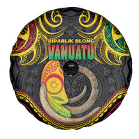 Vanuatu Language Week Spare Tire Cover Boar Tusk Warrior Tribal Floral Pattern