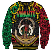 Vanuatu Language Week Sweatshirt Boar Tusk Warrior Tribal Floral Pattern