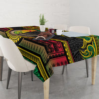 Vanuatu Language Week Tablecloth Boar Tusk Warrior Tribal Floral Pattern