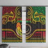Vanuatu Language Week Window Curtain Boar Tusk Warrior Tribal Floral Pattern