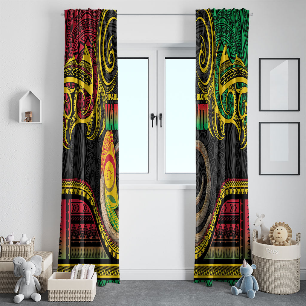 Vanuatu Language Week Window Curtain Boar Tusk Warrior Tribal Floral Pattern