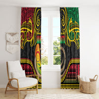 Vanuatu Language Week Window Curtain Boar Tusk Warrior Tribal Floral Pattern